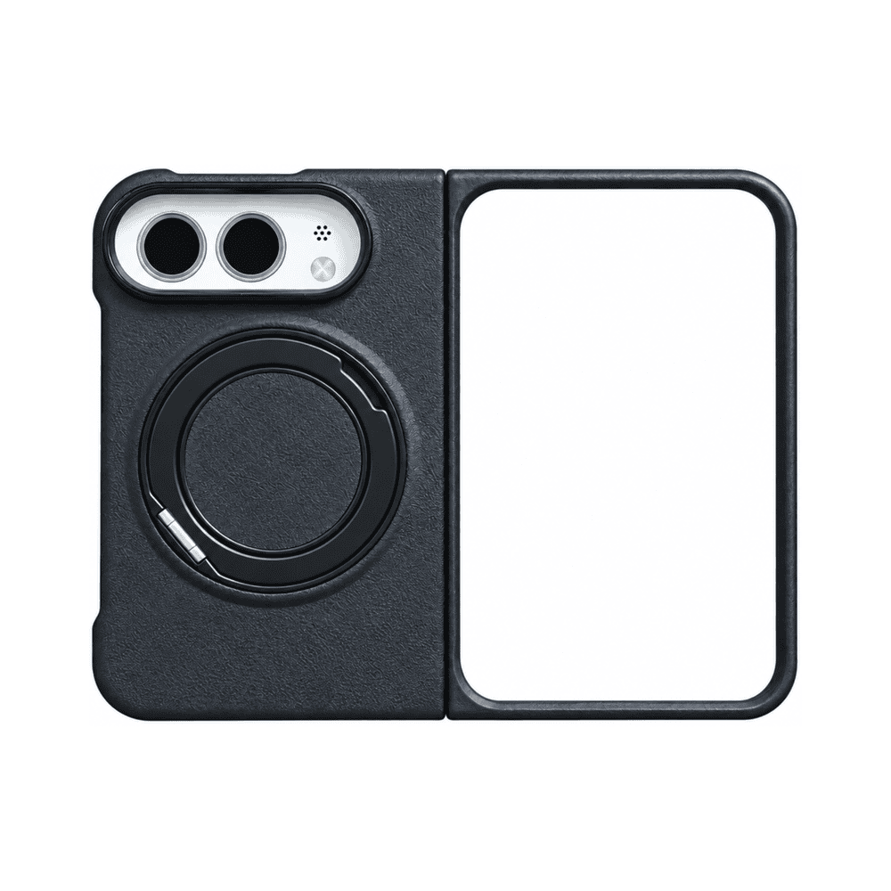 MAGNETIC RING LEATHER CASE IPHONE DUO BLACK