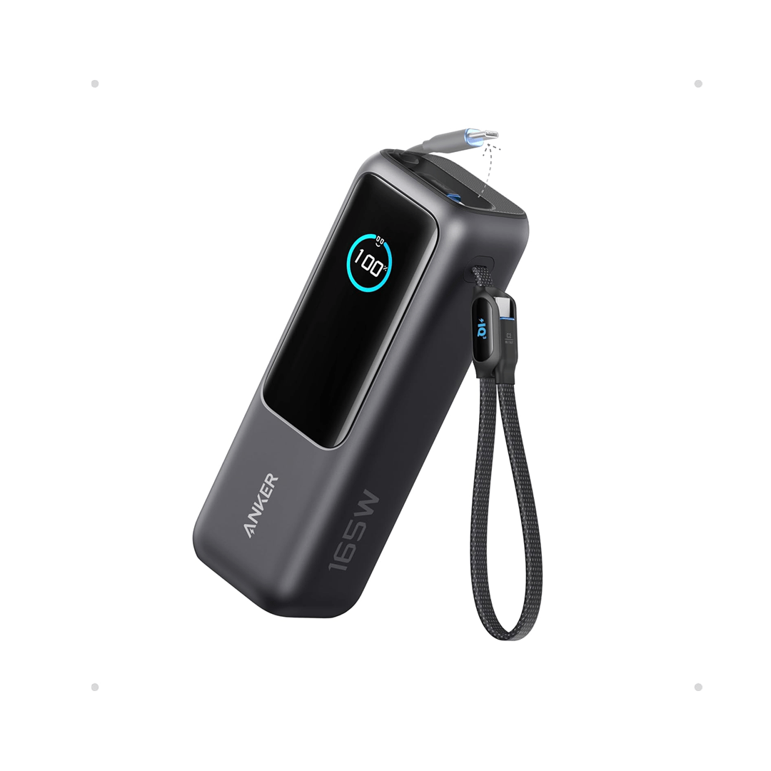 Anker Zolo Power Bank 25000mAh with Built-in Type-C Cable and 165W Power, Gray