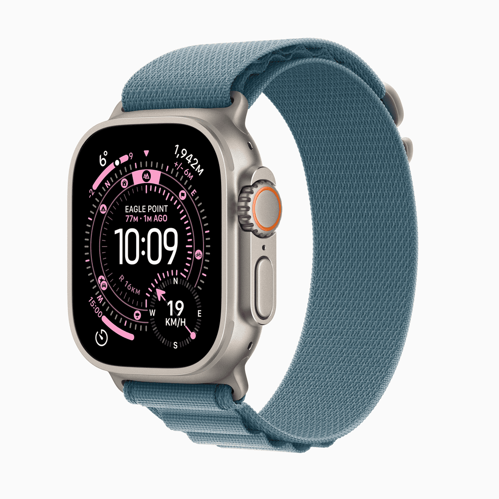 Apple Watch Ultra 3 GPS + Cellular 49mm Natural Titanium Case with Light Blue Alpine Loop - Small