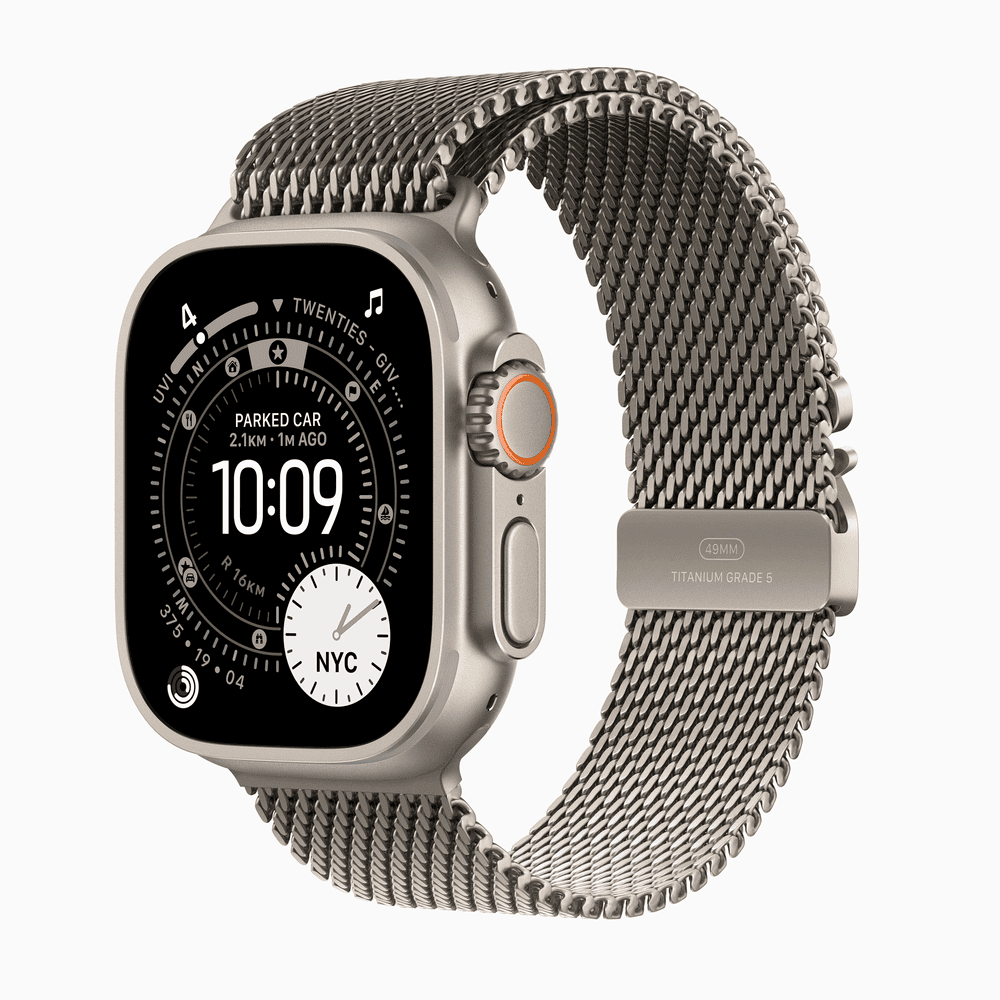 Apple Watch Ultra 3 GPS + Cellular 49mm Natural Titanium Case with Natural Titanium Milanese Loop - Small