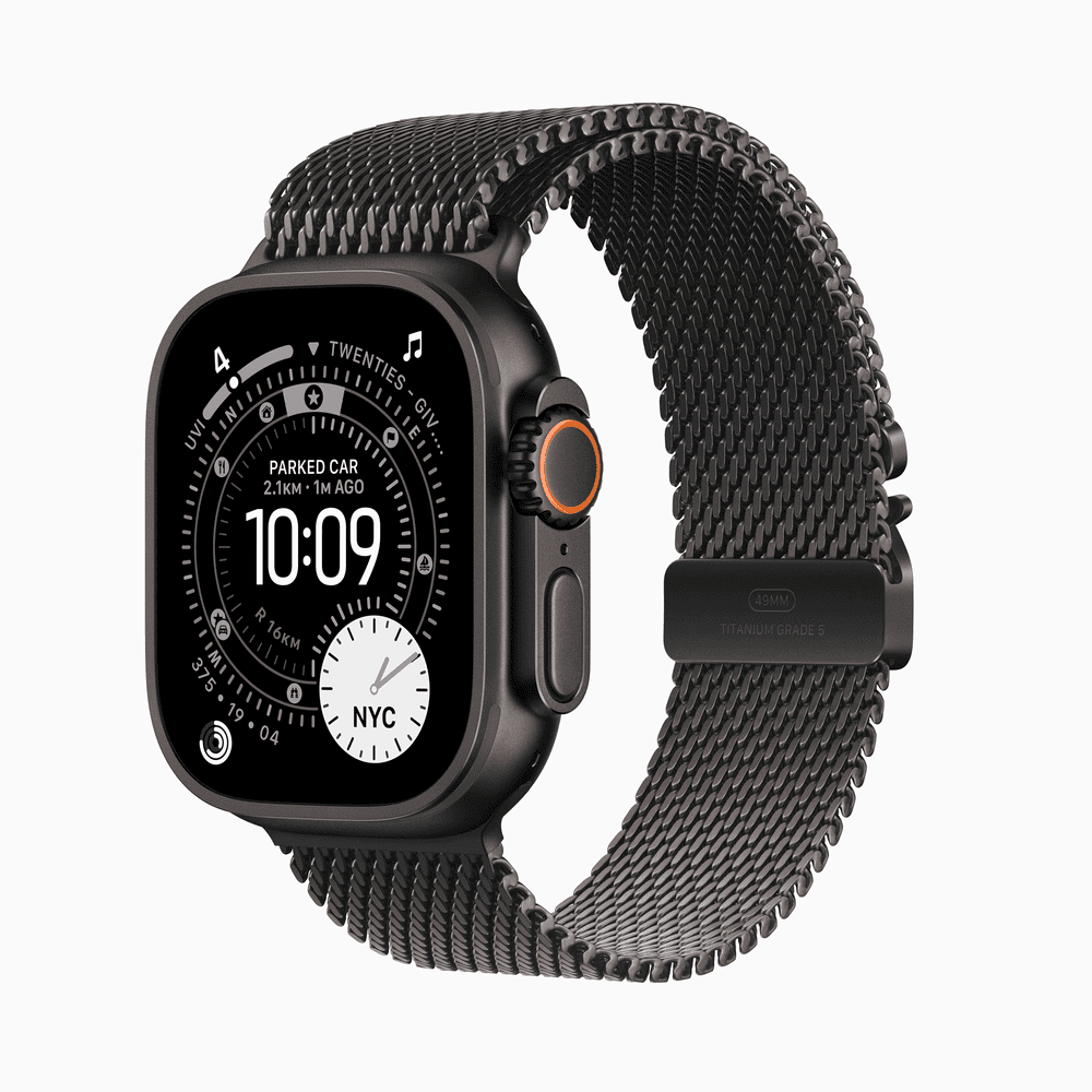 Apple Watch Ultra 3 GPS + Cellular 49mm Black Titanium Case with Black Titanium Milanese Loop - Small