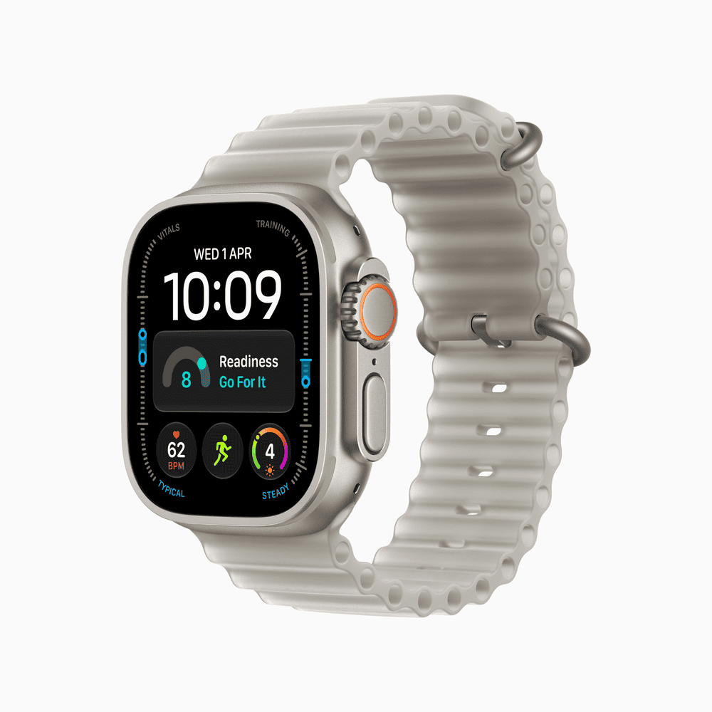 Apple Watch Ultra 4 GPS + Cellular 49mm Natural Titanium Case with Translucent Grey Ocean Band