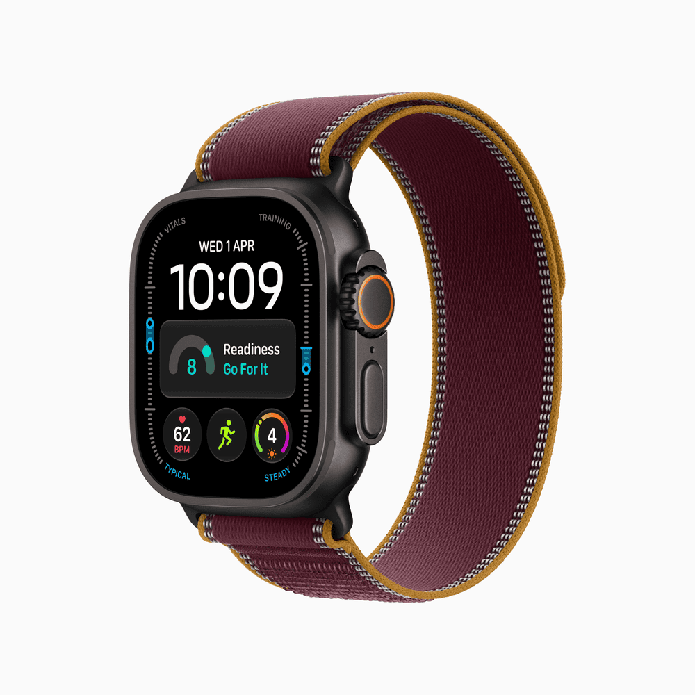 Apple Watch Ultra 4 GPS + Cellular 49mm Black Titanium Case with Burgundy Trail Loop - M/L