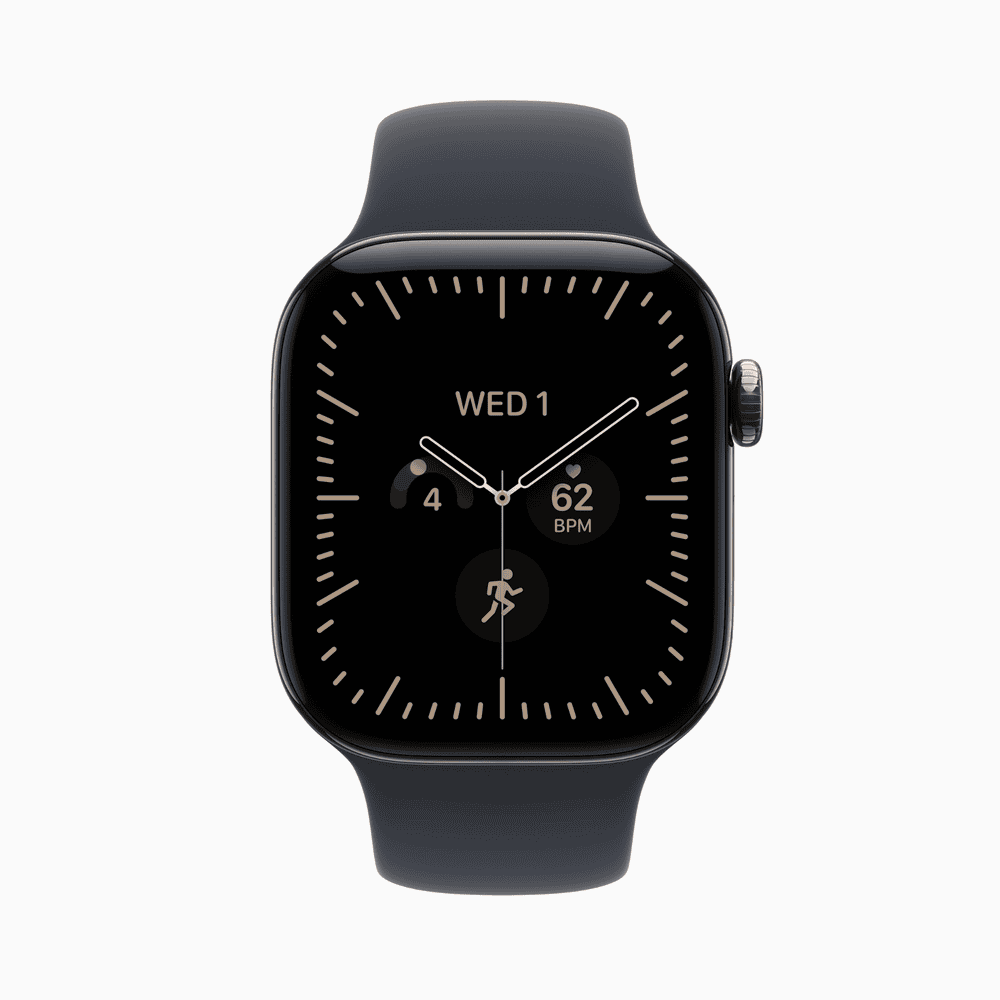 Apple Watch Series 12 GPS + Cellular 46mm Natural Titanium Case with Navy Blue Sport Band - M/L