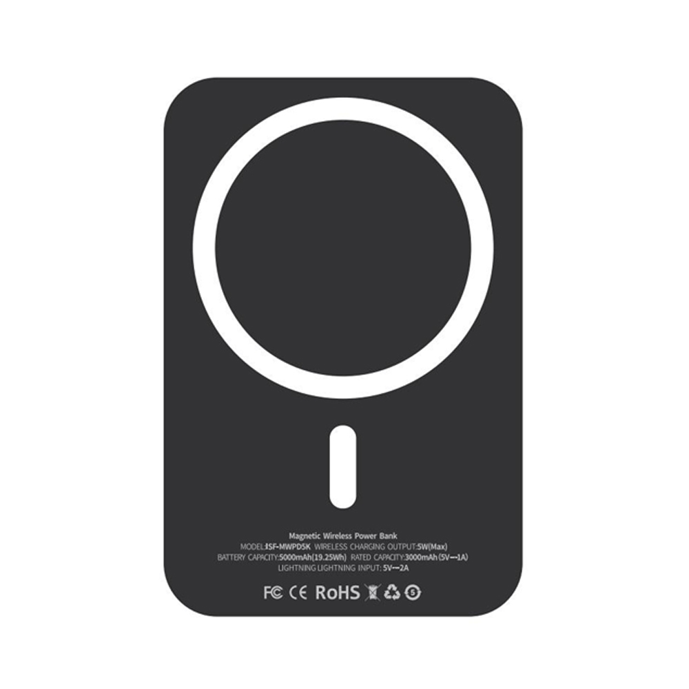 ISAFE MAGNETIC WIRELESS POWER BANK 5000MaH BLACK