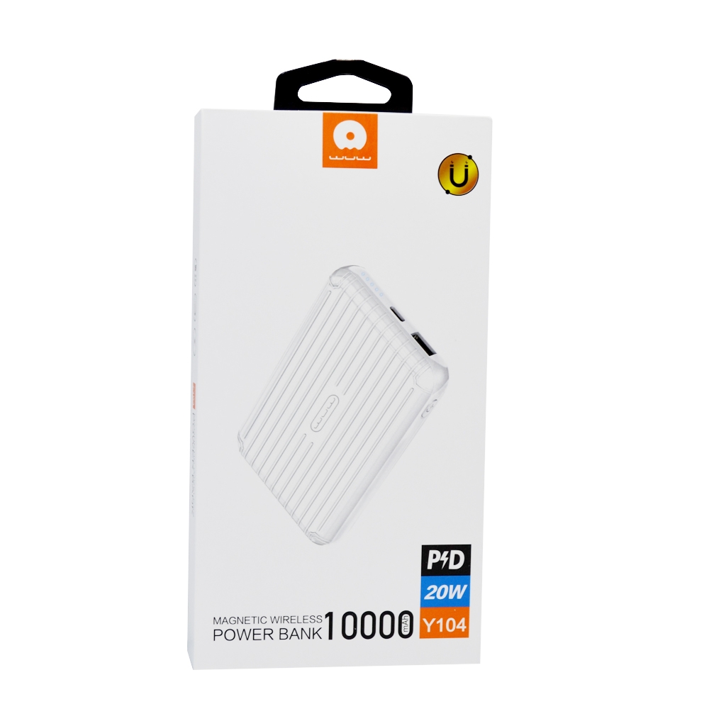 WUW MAGNETIC WIRELESS POWER BANK 10000MAH SILVER