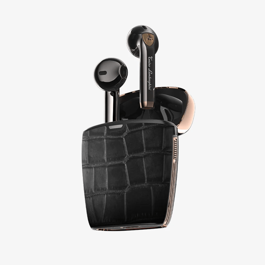 TONINO LAMBORGHINI CROCODILE LEATHER WIRELESS BLUETOOTH HEADPHONE TL69 BLACK