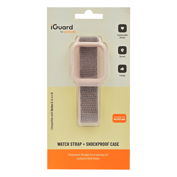 PORODO IGUARD NYLON WATCH BAND WITH SHOCKPROOF CASE 42/44 MM PINK