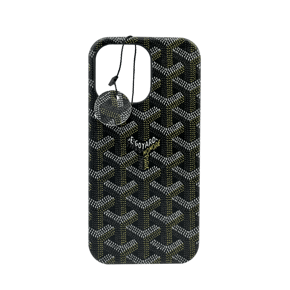 Goyard Black PU Leather Case for iPhone 14 Pro Max