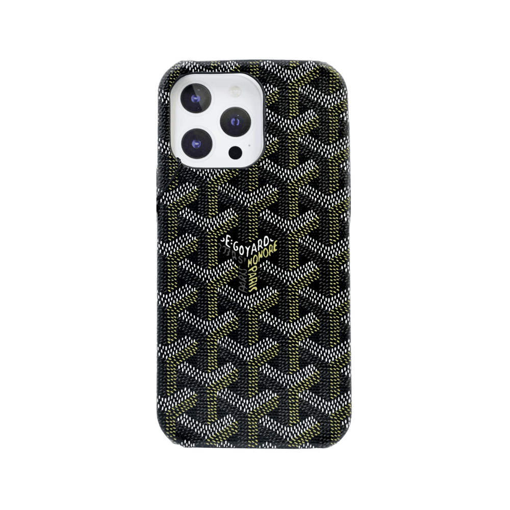 Goyard Black PU Leather Case for iPhone 15 Pro Max