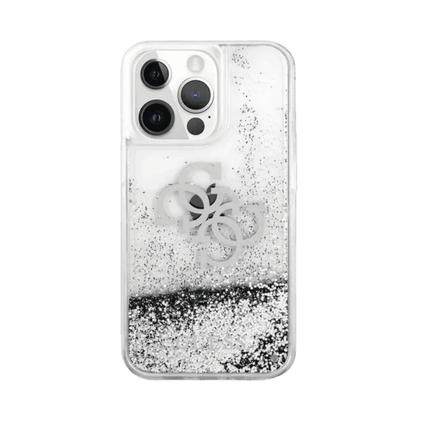 GUESS LIQUID GLITTER CASE 4G ELECTROPLATED LOGO FOR IPHONE 13 PRO SILVER