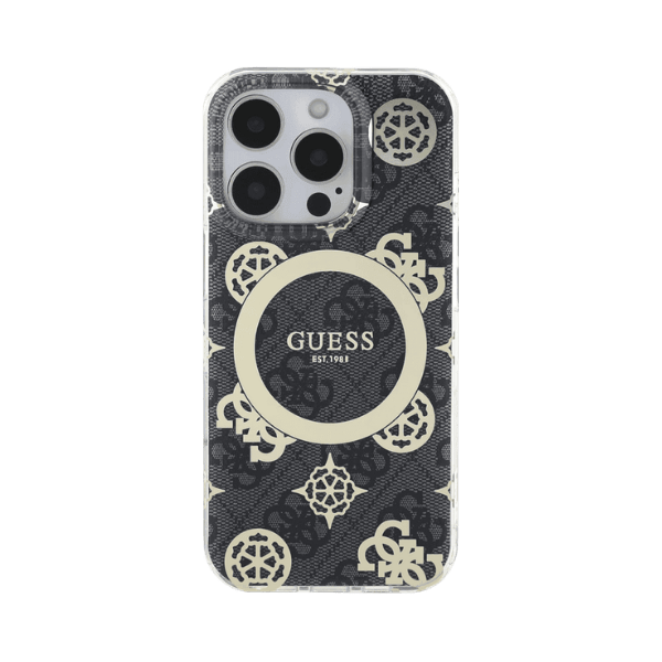 Guess IML Design Print Case for iPhone 16 Pro Max, Black