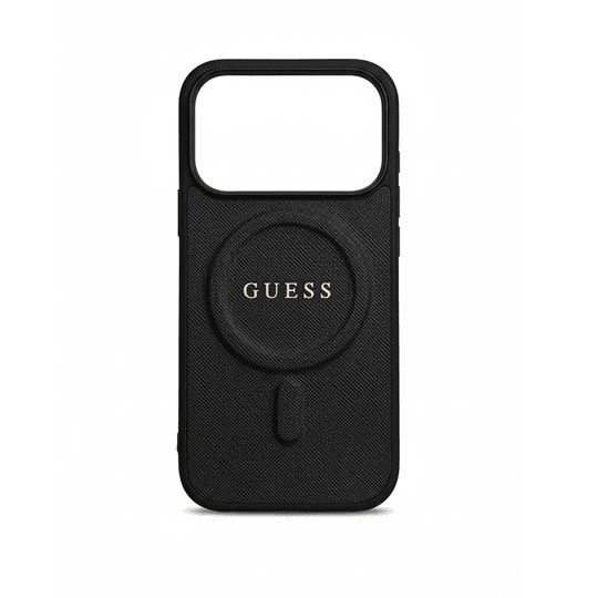 GUESS MAGSAFE PU SAFFIANO LEATHER CASE WITH CLASSIC LOGO FOR IPHONE 17 PRO - BLACK