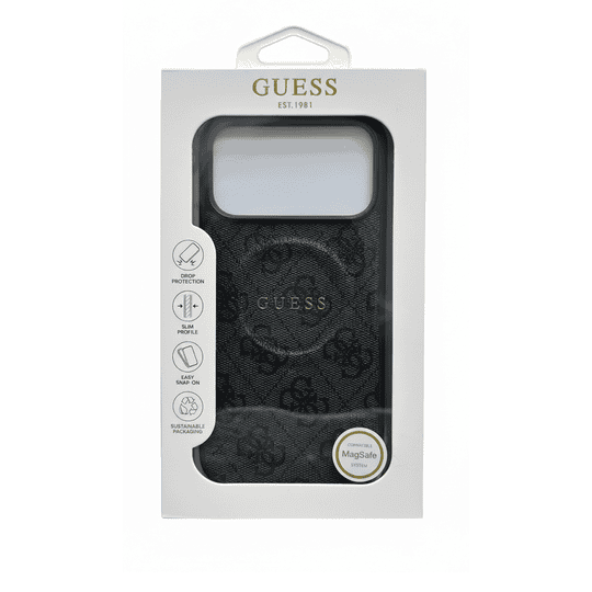 GUESS MAGSAFE 4G PU LEATHER CASE WITH CLASSIC LOGO FOR IPHONE 17 PRO MAX - BLACK