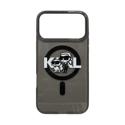 KARL LAGERFELD MAGSAFE IML GLITTER CASE WITH KARL & CHOUPETTE HEADS FOR IPHONE 1 7 PRO - BLACK