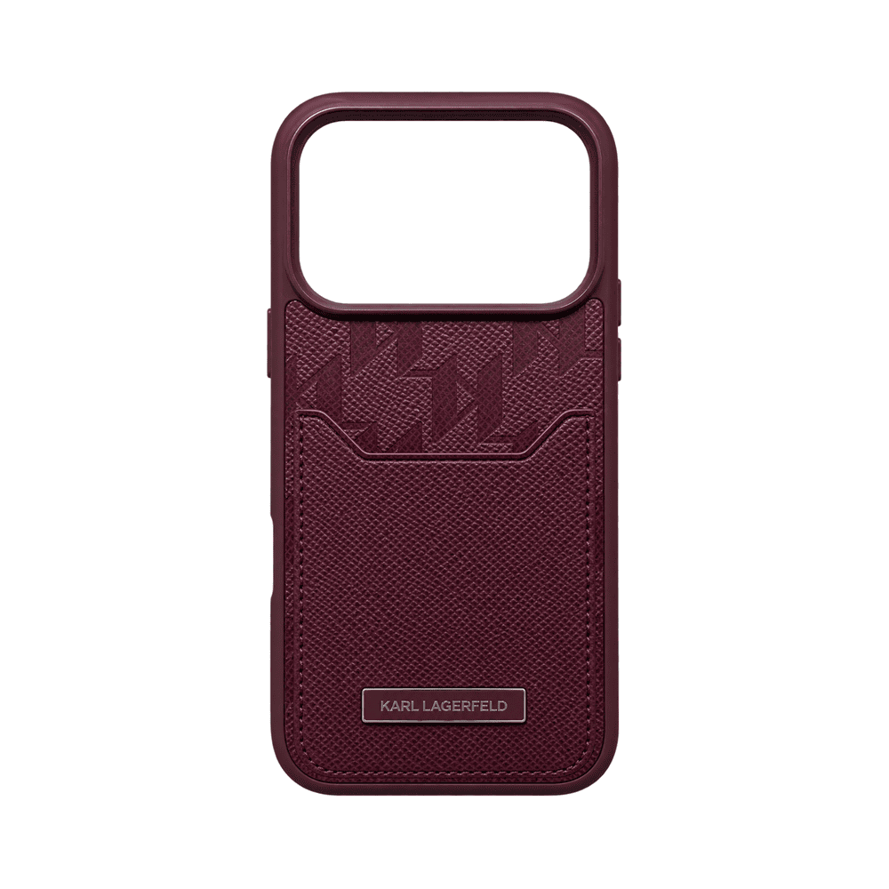 KARL PU HARD CASE WITH CARD SLOT & MONOGRAM FORIPHONE 18/17 PRO  BURGUNDY