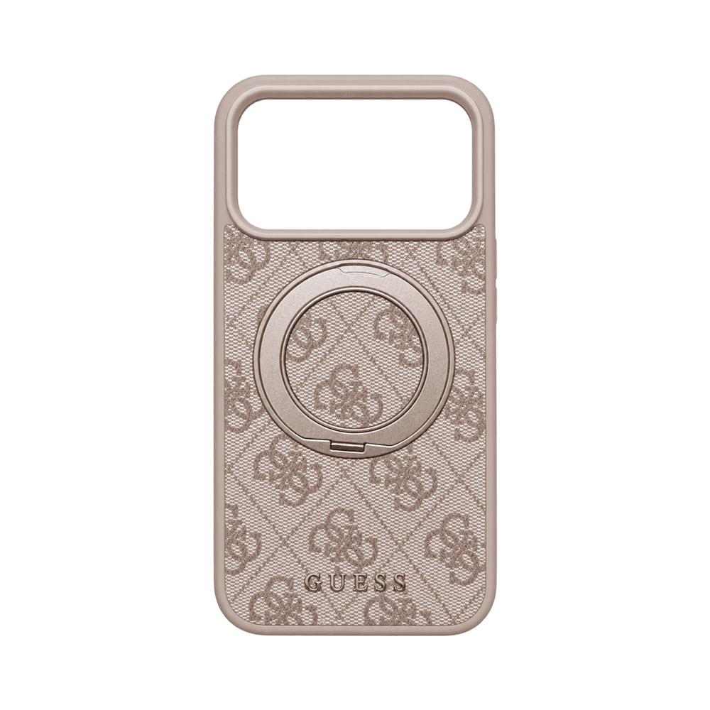 GUESS MAGSAFE 4G HARD CASE WITH RING STAND & CLASSIC LOGO FOR IPHONE 18/17 PRO MAX PINK