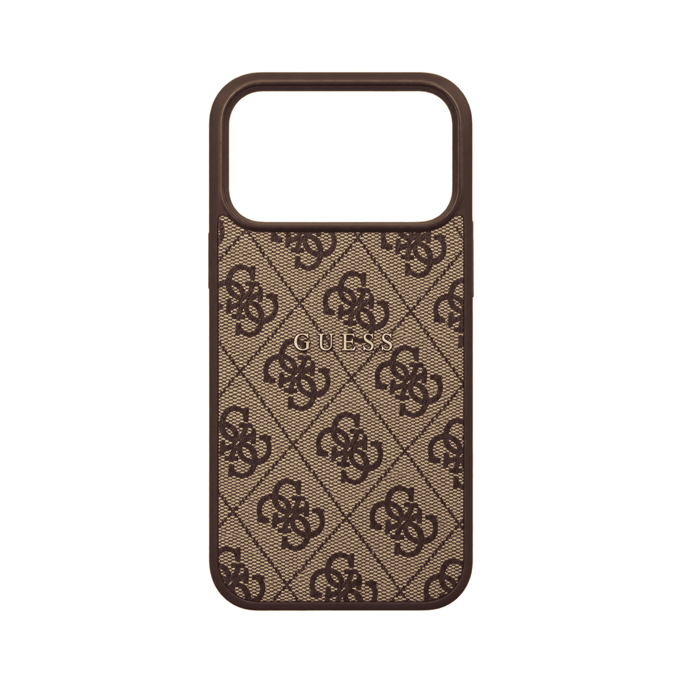 GUESS MAGSAFE EMBOSSED 4G PU HARD CASE WITH CLASSIC LOGO FOR IPHONE 18/17 PRO MAX BROWN