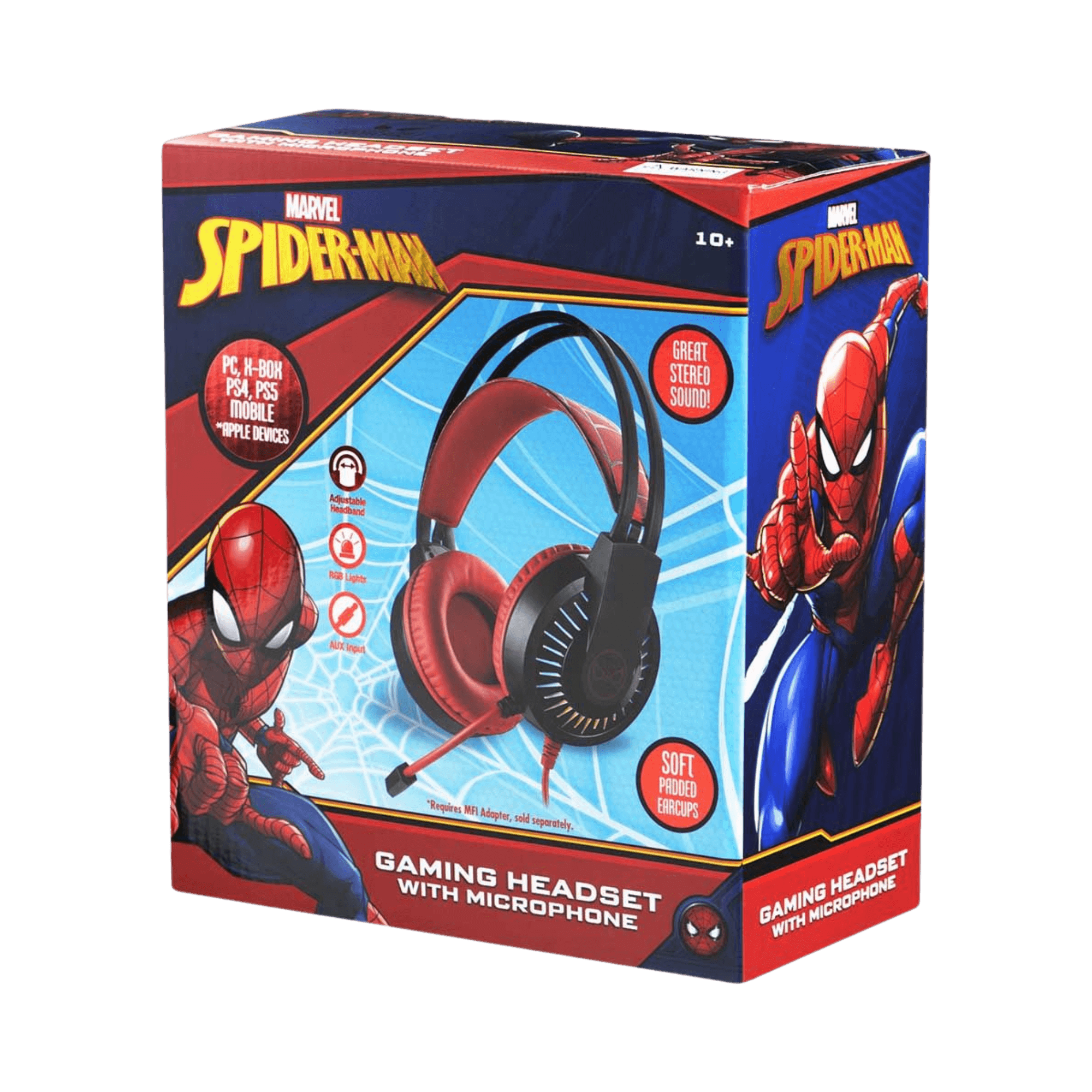 MARVEL MV-2000 SPIDERMAN GAMING HEADPHONE WITH BOOM MIC RED