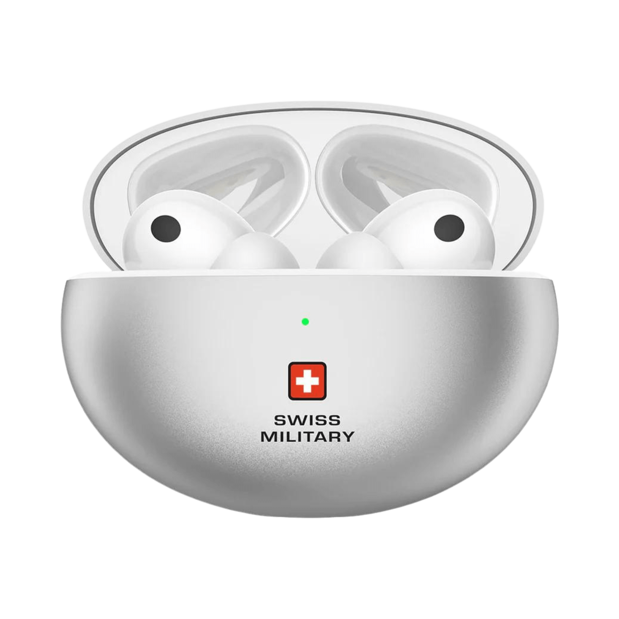 SWISS MILITARY VICTOR 3 WIRELESS CHARGING STEREO EARBUDS WITH ANC-ENC SILVER -TCM