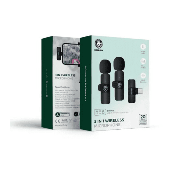 Green Lion 3 In 1 Wireless Microphone - Black