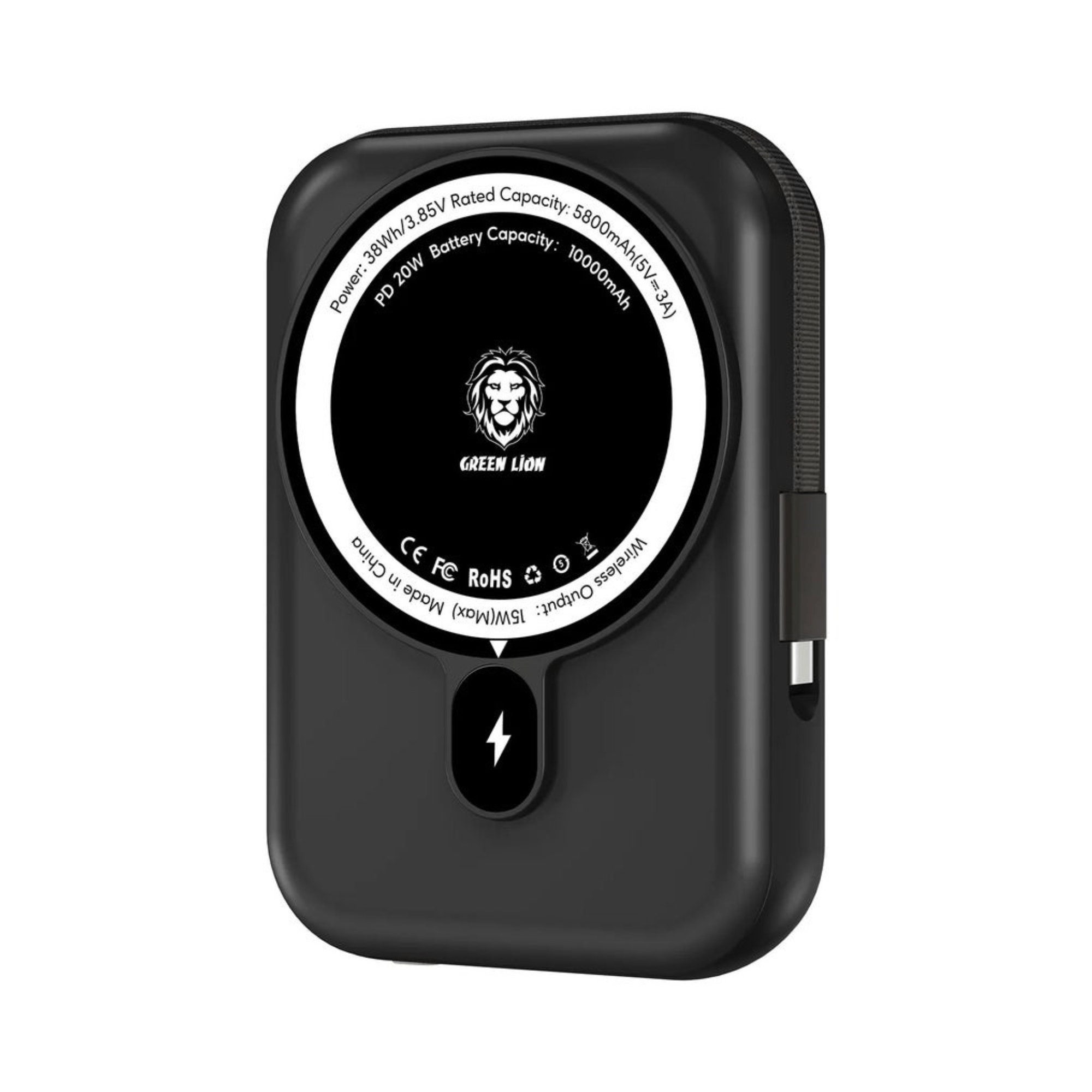 GREEN LION MONACO MAGSAFE POWER BANK 10000MAH BLACK