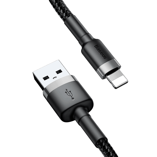 BASEUS 2A USB TO LIGHTNING 3 METER CAFULE CABLE  GRAY+BLACK