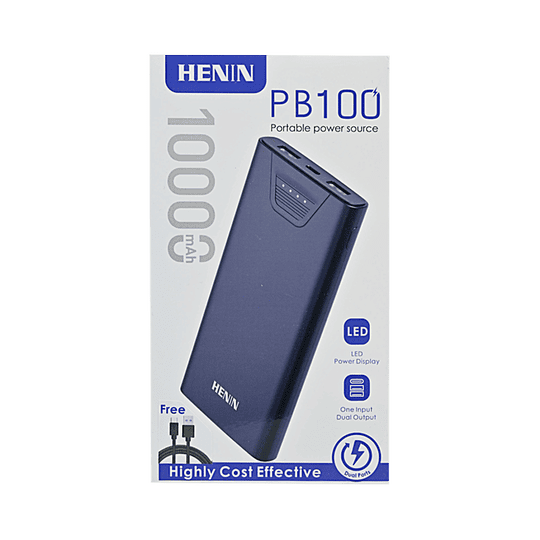 Henin Blue Power Bank with LED Display, 10000mAh