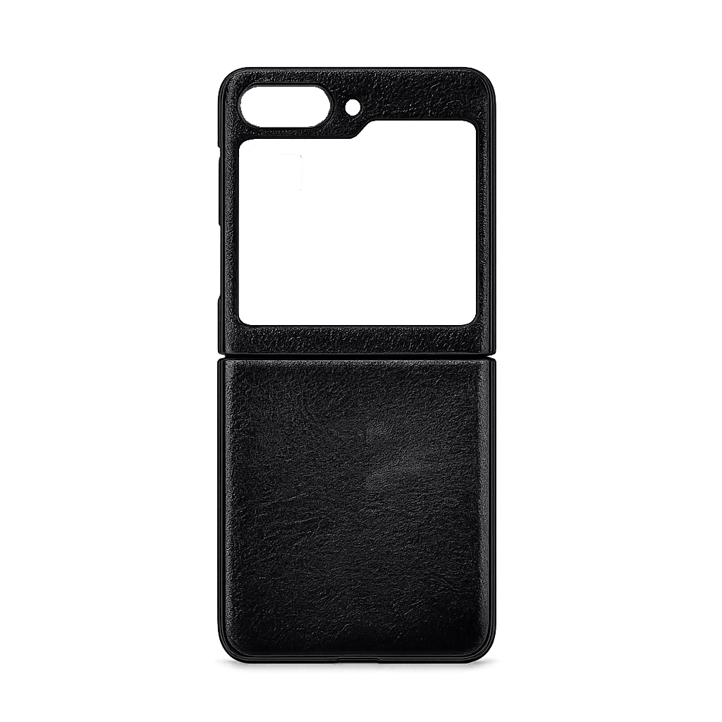 LEATHER HARD CASE WITH GLASS GALAXY Z FLIP5 BLACK