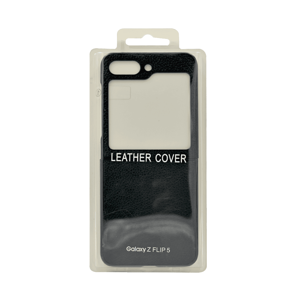 LEATHER HARD CASE WITH GLASS GALAXY Z FLIP5 BLACK