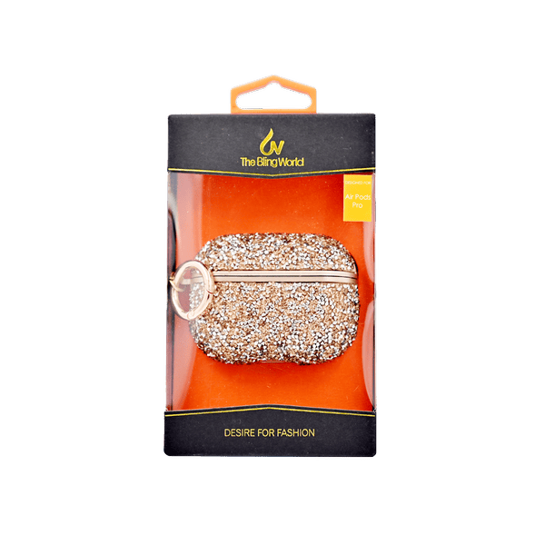 BLING WORLD STONE HARD AIRPODS PRO CASE ROSE GOLD