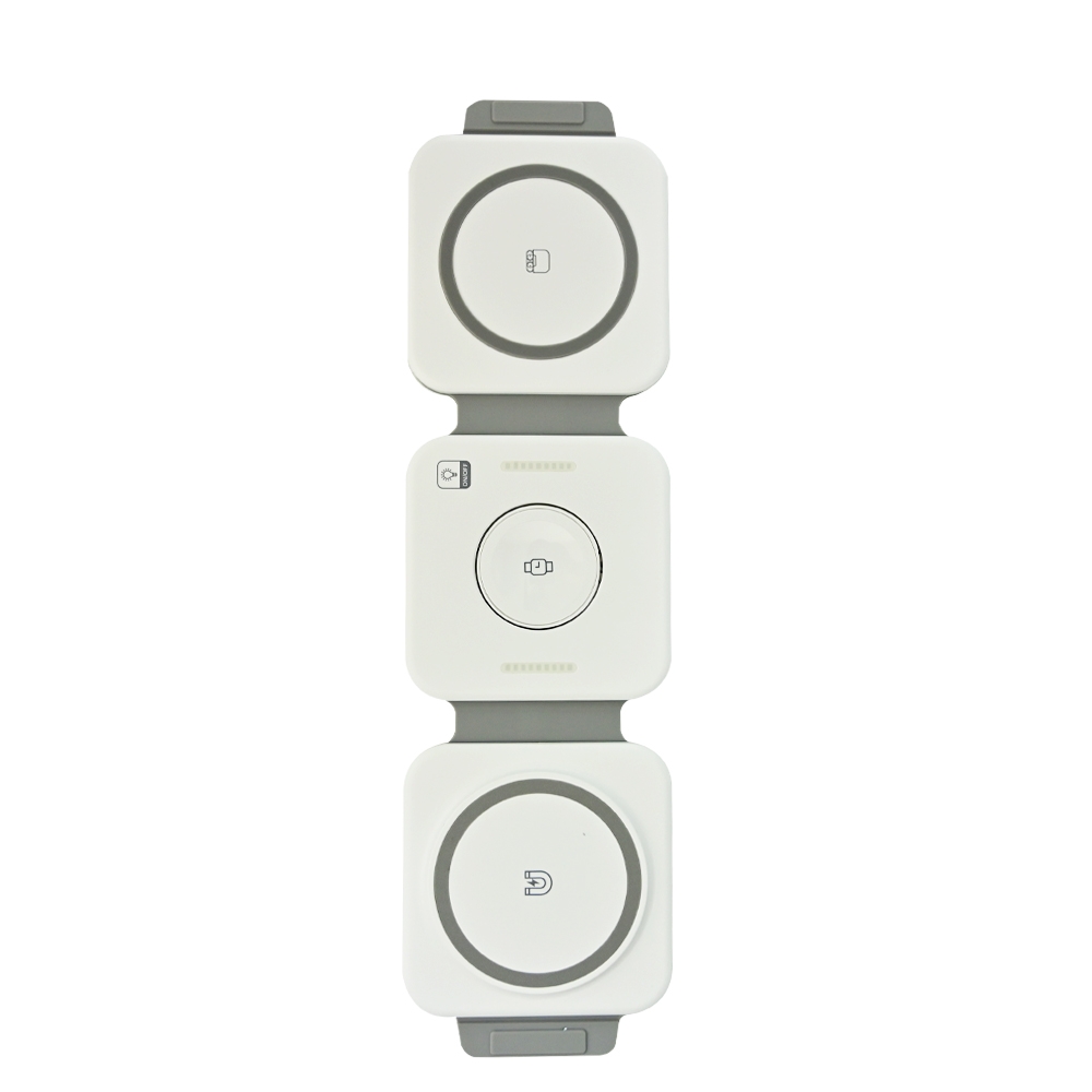 3 IN 1 FOLDABLE POCKET MAGSAFE WIRELESS CHARGER WITH LED LIGHTS WHITE F21