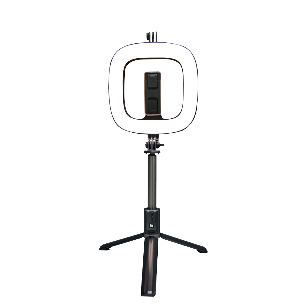 SELFIE STICK WITH SELFIE RING SQUARE LIGHT P40D BLACK