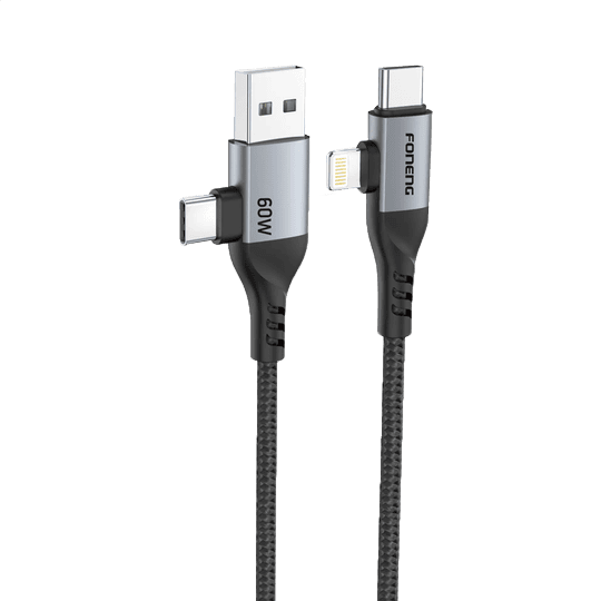 FONENG X92 BRAIDED 4 IN 1 DATA CABLE 60W BLACK