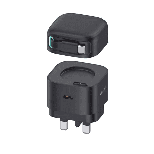 USAMS XMF CC204 GAN 35W HOME CHARGER WITH MAGNETIC TYPE-C CABLE BLACK