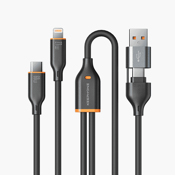 KEEPHONE DC-2316 3 IN 1 LIQUID SILICONE CABLE PD 60W+27W BLACK