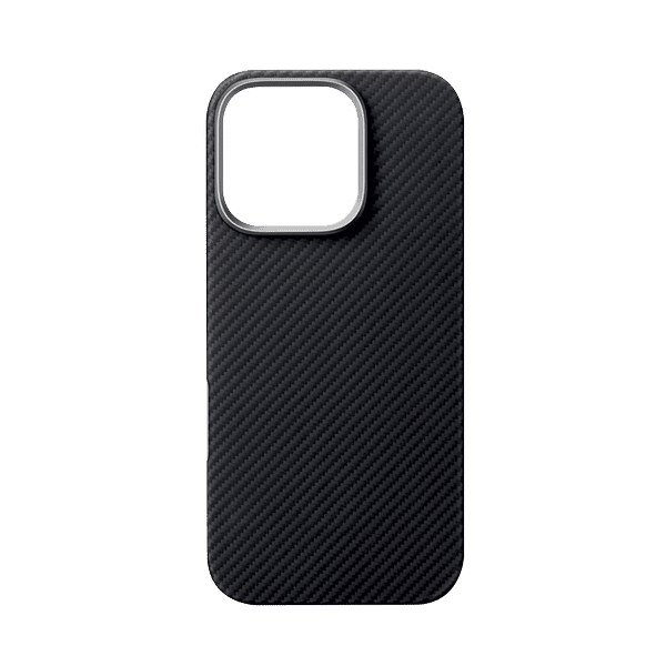 X-Fitted Silk Screen Design Carbon Fiber Case for iPhone 16 Pro Max - Black