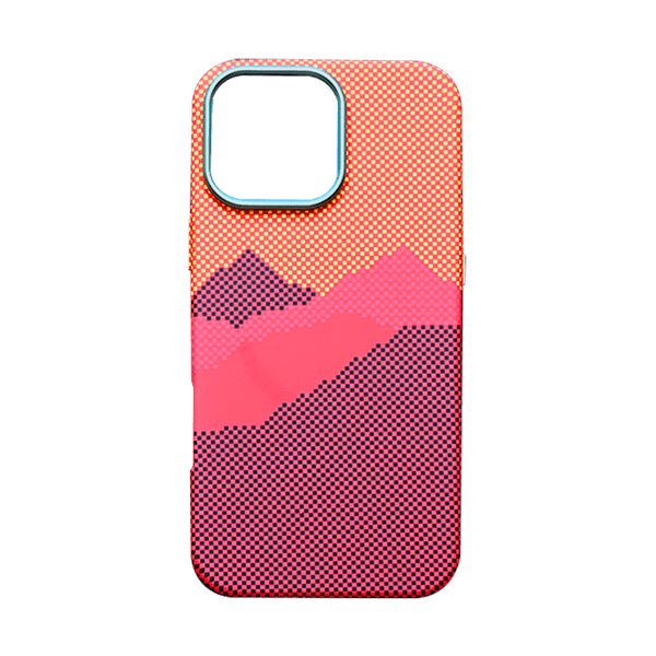 X-Fitted Silk Screen Design Carbon Fiber Case for iPhone 16 Pro Max - Red/Orange