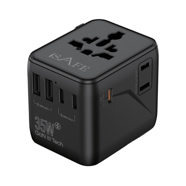 iSafe 35w Gan Wta35w World Travel Adapter - Black