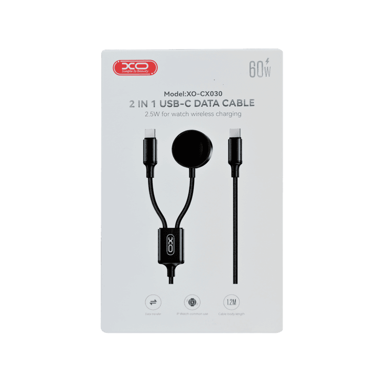 XO 2in1 USB-C & Watch Charger Cable, 1.2m