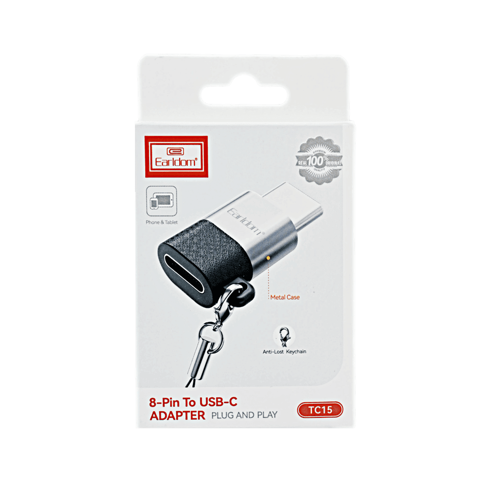 Earldom Lightning to USB-C OTG Adaptor, Black