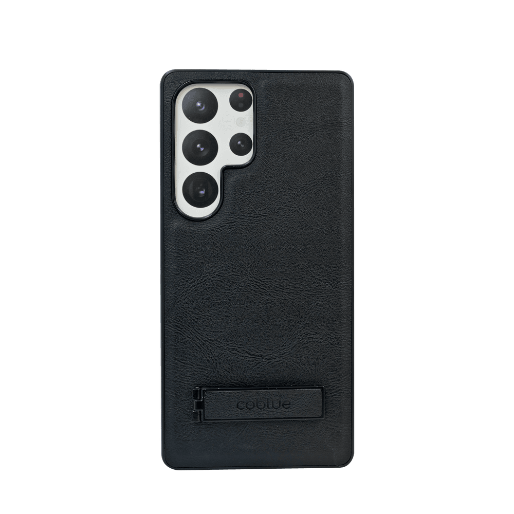 Coblue Black PU Leather Case with Kickstand