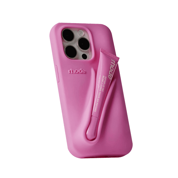 Rhode Pink Silicone Case with Lipstick for iPhone 16 Plus