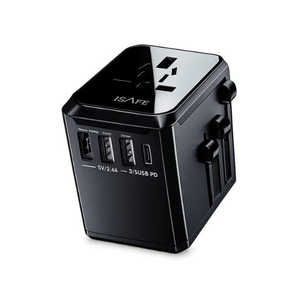 ISAFE 20W GAN WORLD TRAVEL ADAPTER BLACK