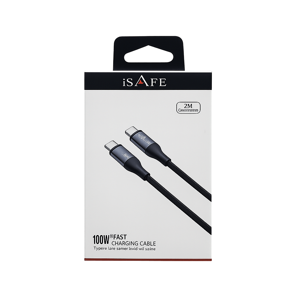 ISAFE TYPE-C TO TYPE-C 100W 2M CABLE BLACK