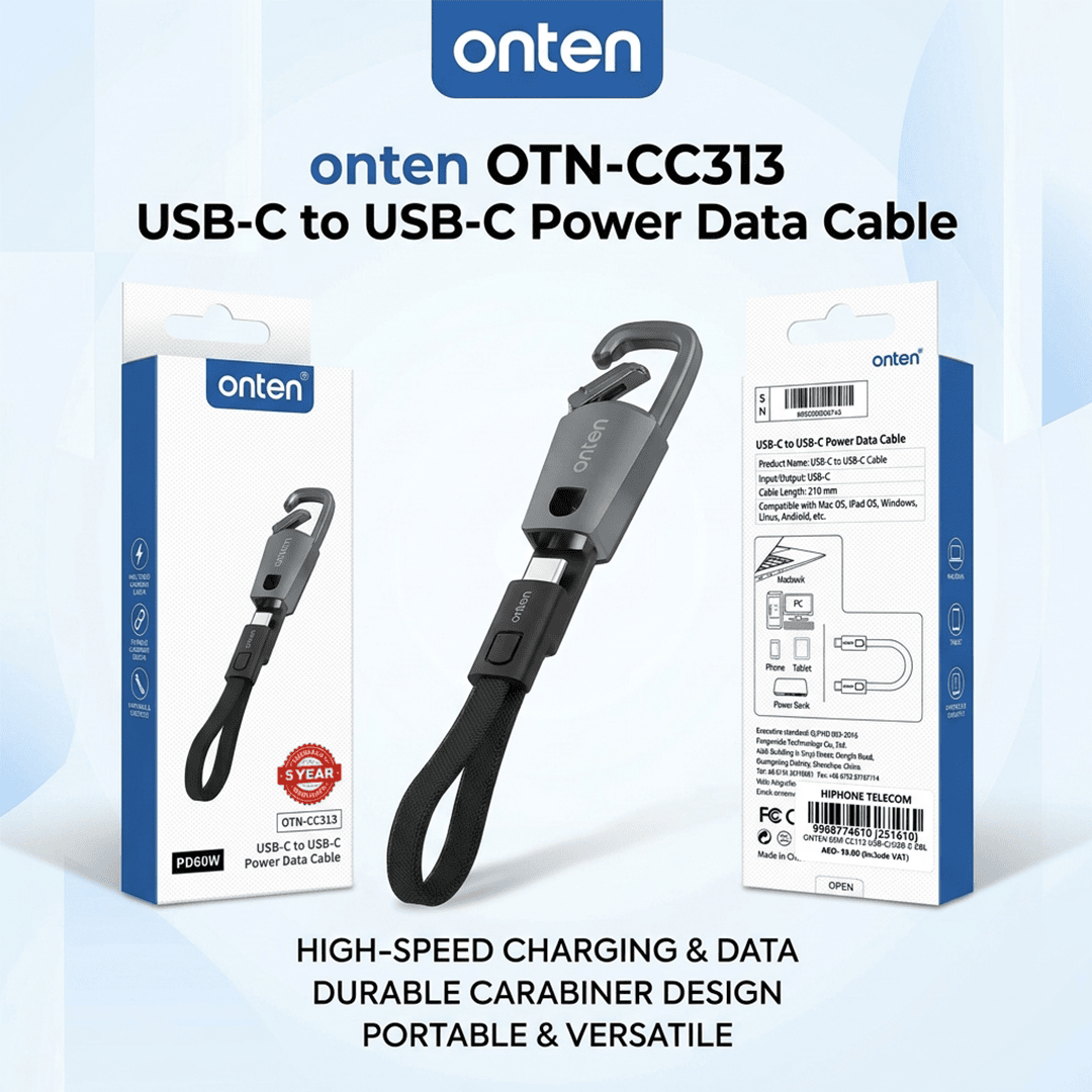 ONTEN PD60W OTN-CC313 USB-C TO USB-C POWER DATA CABLE