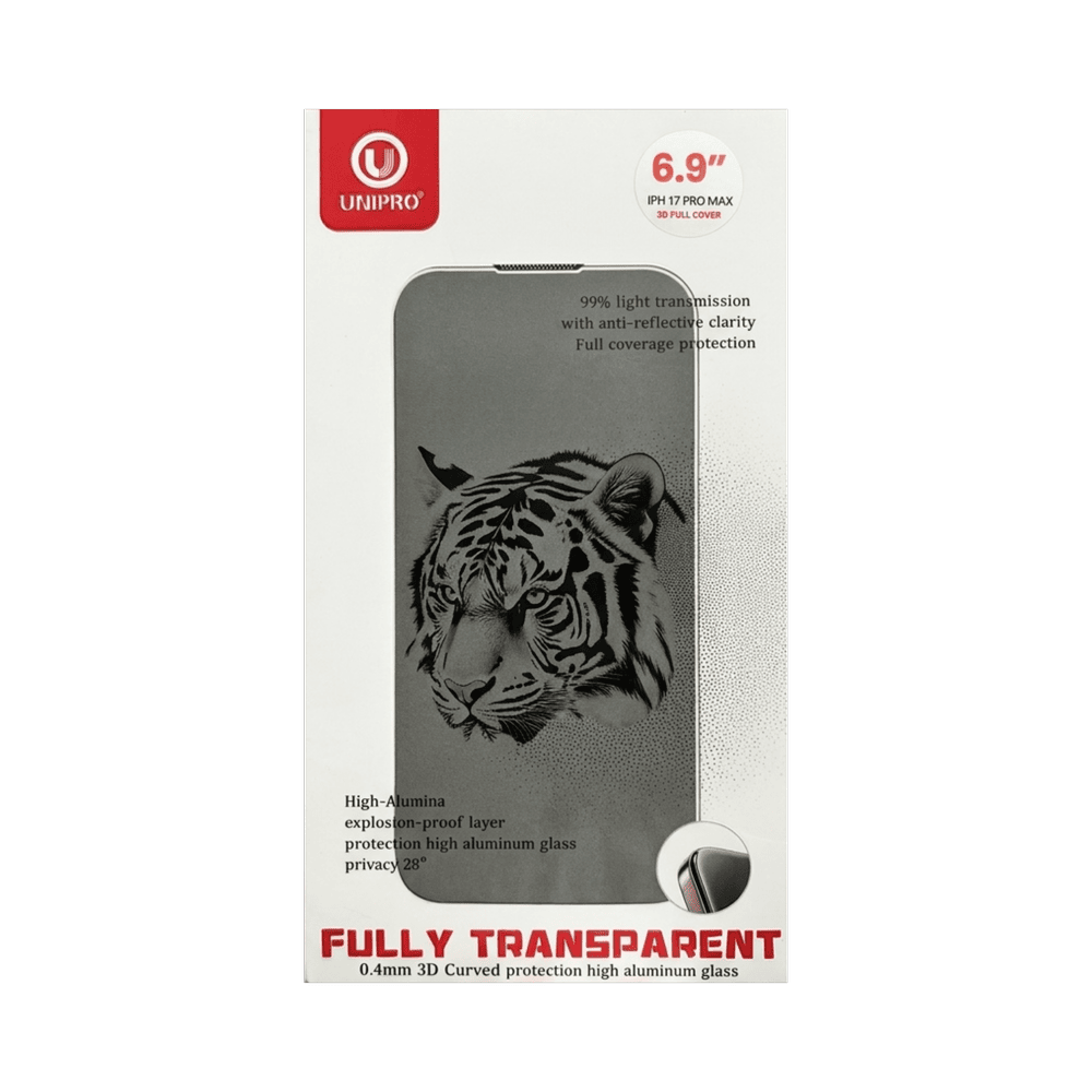 UNIPRO UG FULL TRANSPARENT TEMPER GLASS IPHONE 17 PRO MAX PRIVACY