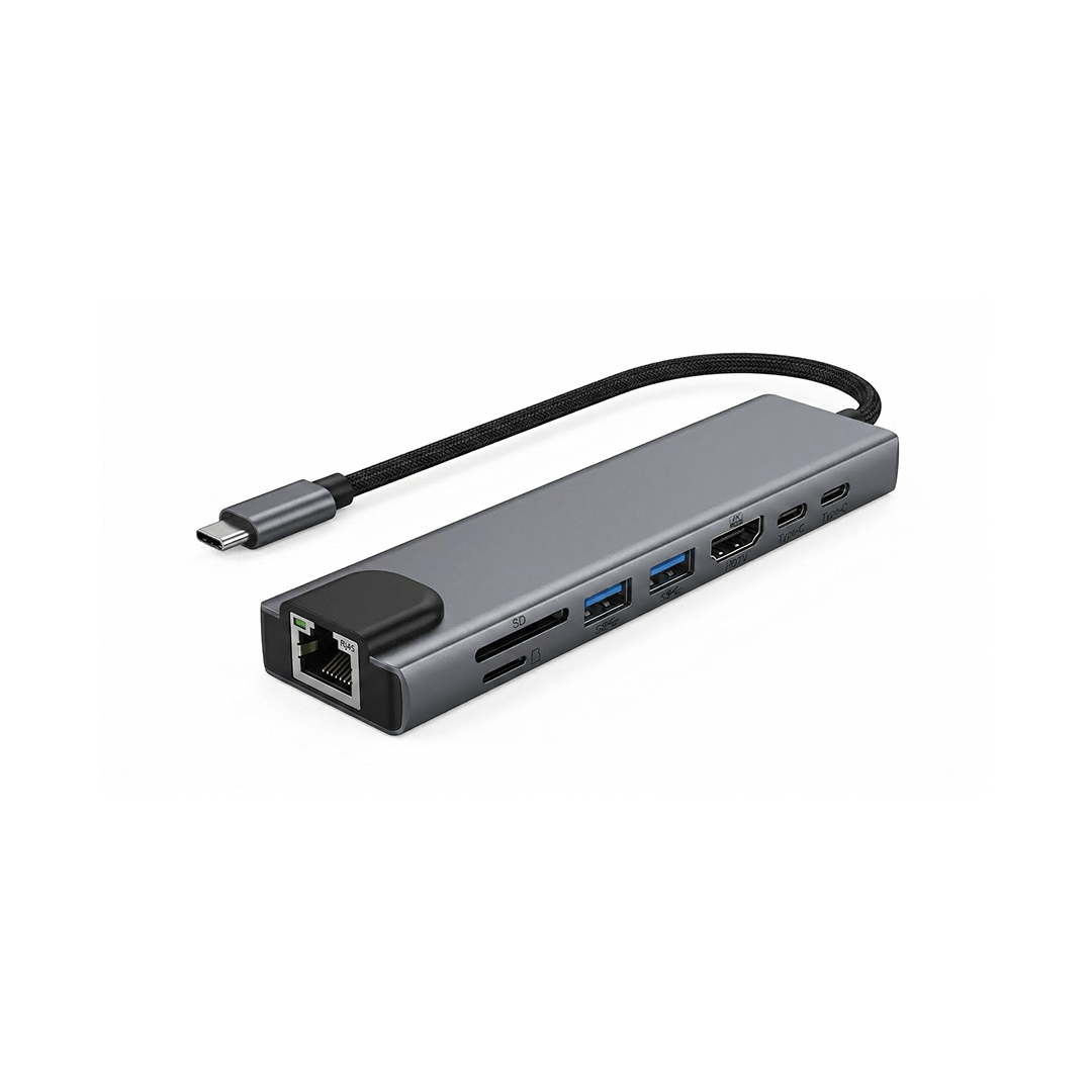 ISAFE ISF-PTC-8IN1 HUB 8 IN 1 USB-C MULTI-FUNCTION DOCKING STATION 
