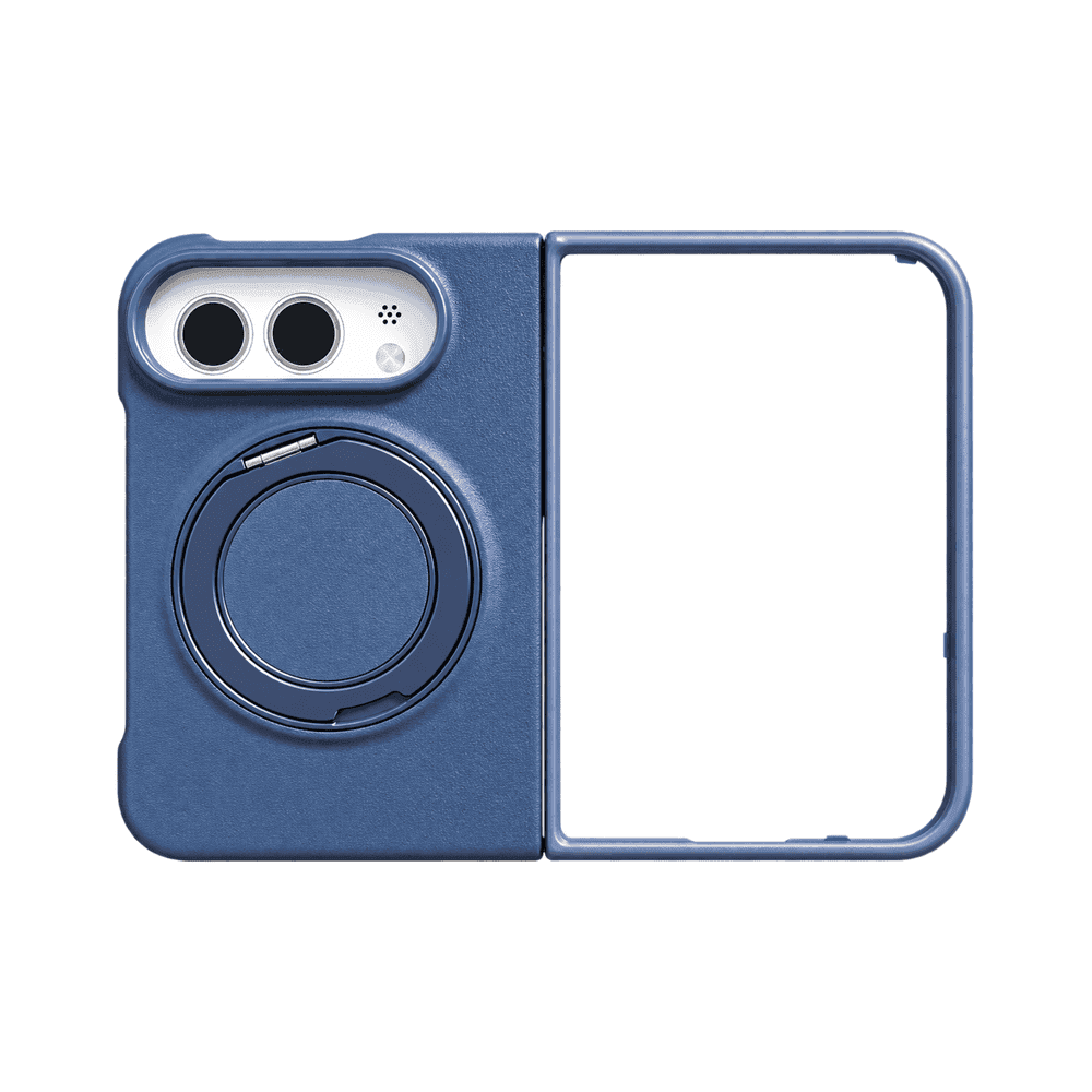 MAGNETIC RING LEATHER CASE IPHONE DUO BLUE