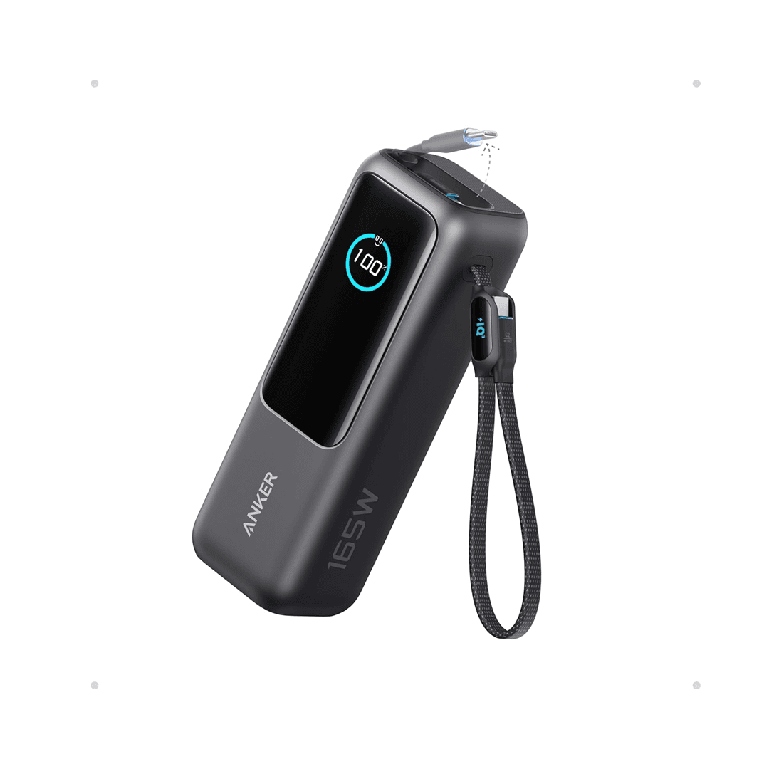 Anker Zolo Power Bank 25000mAh with Built-in Type-C Cable and 165W Power, Gray